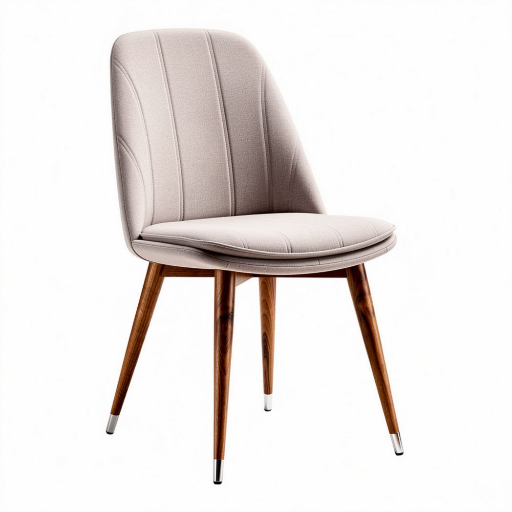 Chaise en tissu beige avec pieds en bois 45 x 50 x 85cm pour salle à manger