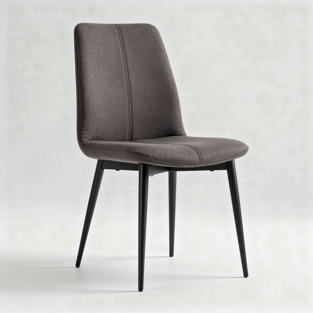 Chaise en tissu gris avec pieds en métal noir dimensions 45 x 55 x 85cm