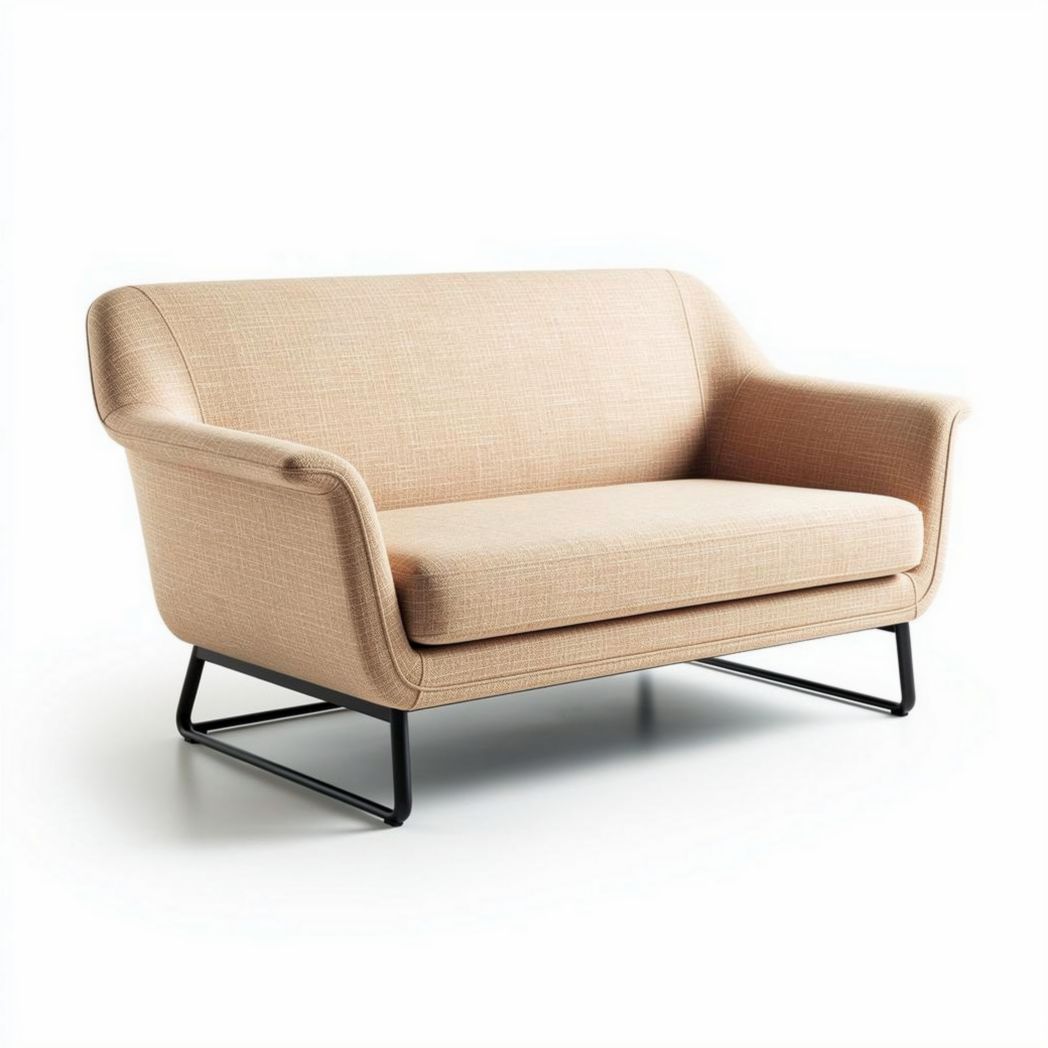 Canapé bicolore en tissu beige avec structure en métal dimensions 150 x 80 x 85cm