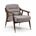 Fauteuil en tissu gris avec structure en bois de teck dimensions 80 x 70 x 80cm