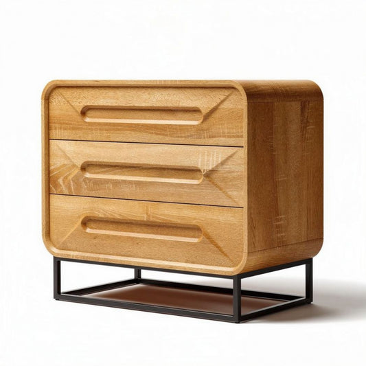 Commode en bois avec 3 tiroirs dimensions 60 x 40 x 45cm finition naturelle