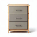 Commode en bois avec trois tiroirs gris 40 x 30 x 75cm pour rangement efficace