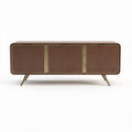 Buffet en bois avec finition brune et pieds en métal doré 150 x 40 x 70cm