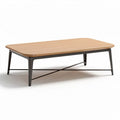 Table basse en bois de chêne clair avec pieds en métal noir 120 x 60 x 40cm