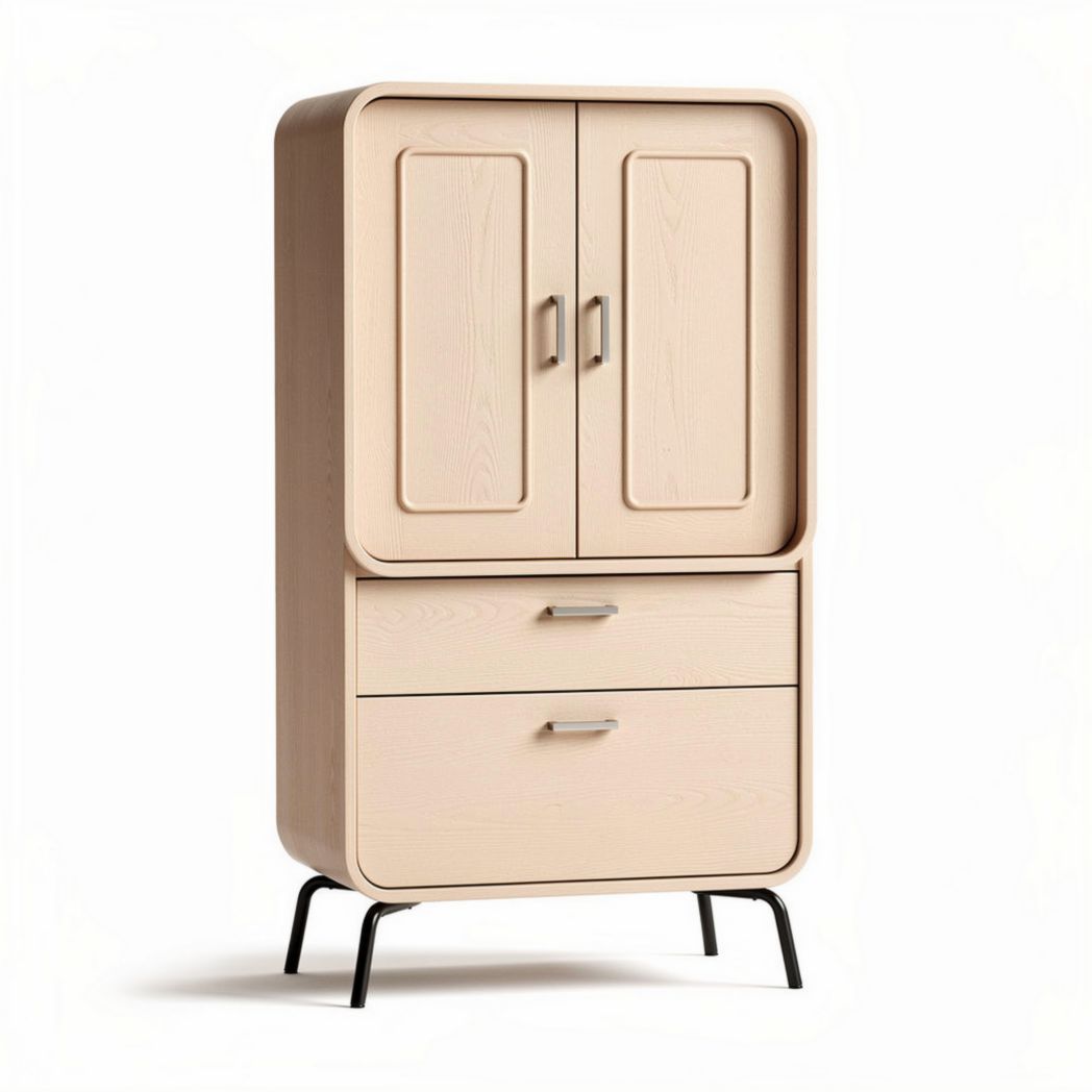 Armoire en bois clair avec portes et tiroirs dimensions 80 x 40 x 160cm