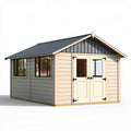 Abri de jardin en bois traité 300 x 240 x 240 cm avec fenêtres et porte double