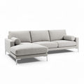 Canapé d'angle en tissu gris avec accoudoir long 250 x 90 x 85cm
