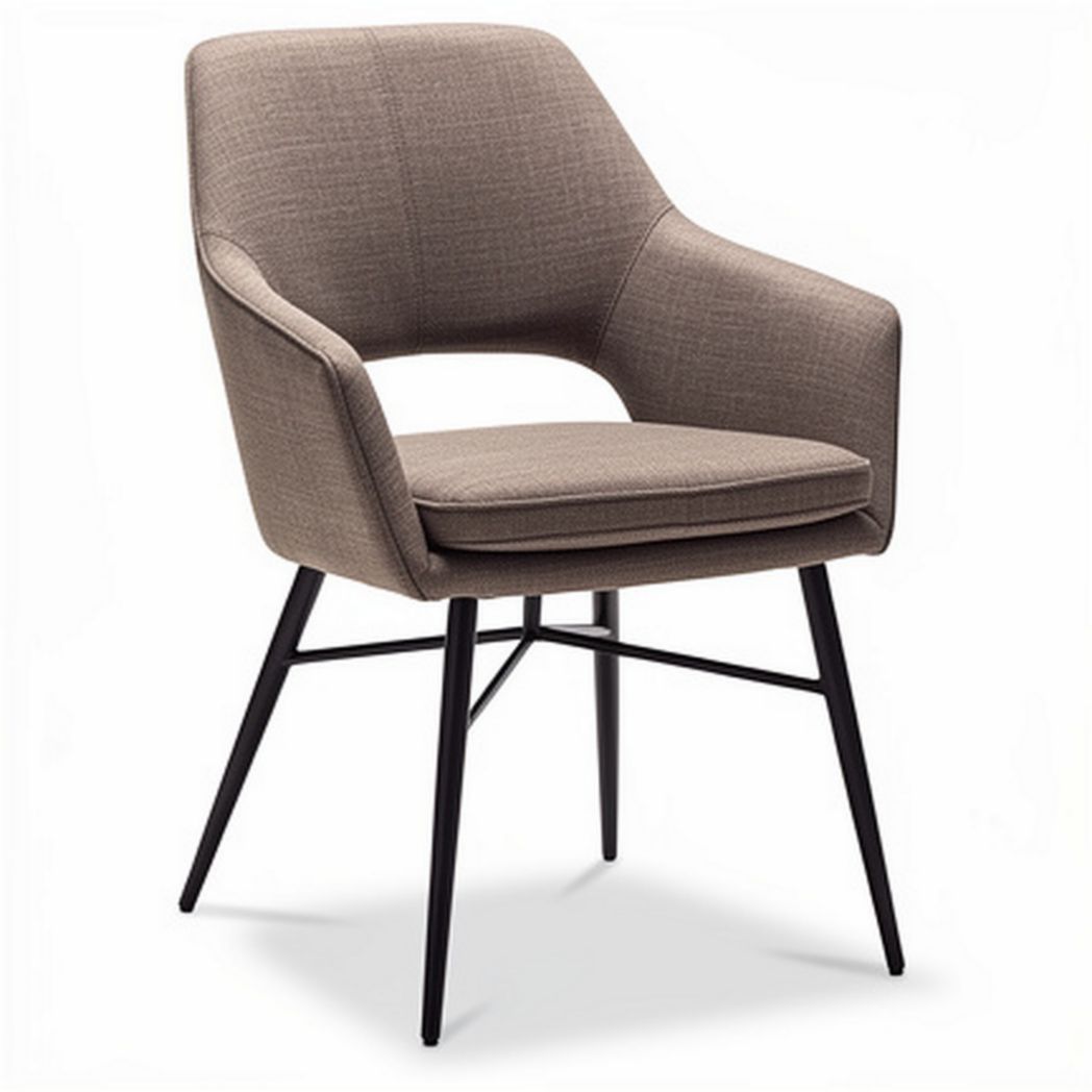 Fauteuil en tissu beige avec pieds en métal noir dimension 60 x 60 x 80cm