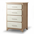 Commode en bois avec quatre tiroirs en blanc et finition naturelle 40 x 30 x 80cm