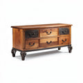 Buffet en bois massif avec 6 tiroirs en métal 150 x 45 x 70cm