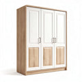 Armoire en bois avec portes blanches et finitions en chêne 150 x 50 x 200cm