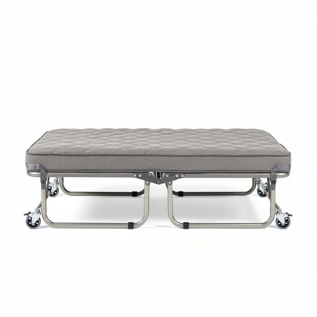 Matelas pliant sur roulettes en acier 190 x 80 x 20 cm gris
