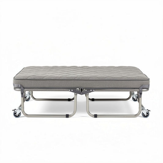 Matelas pliant sur roulettes en acier 190 x 80 x 20 cm gris