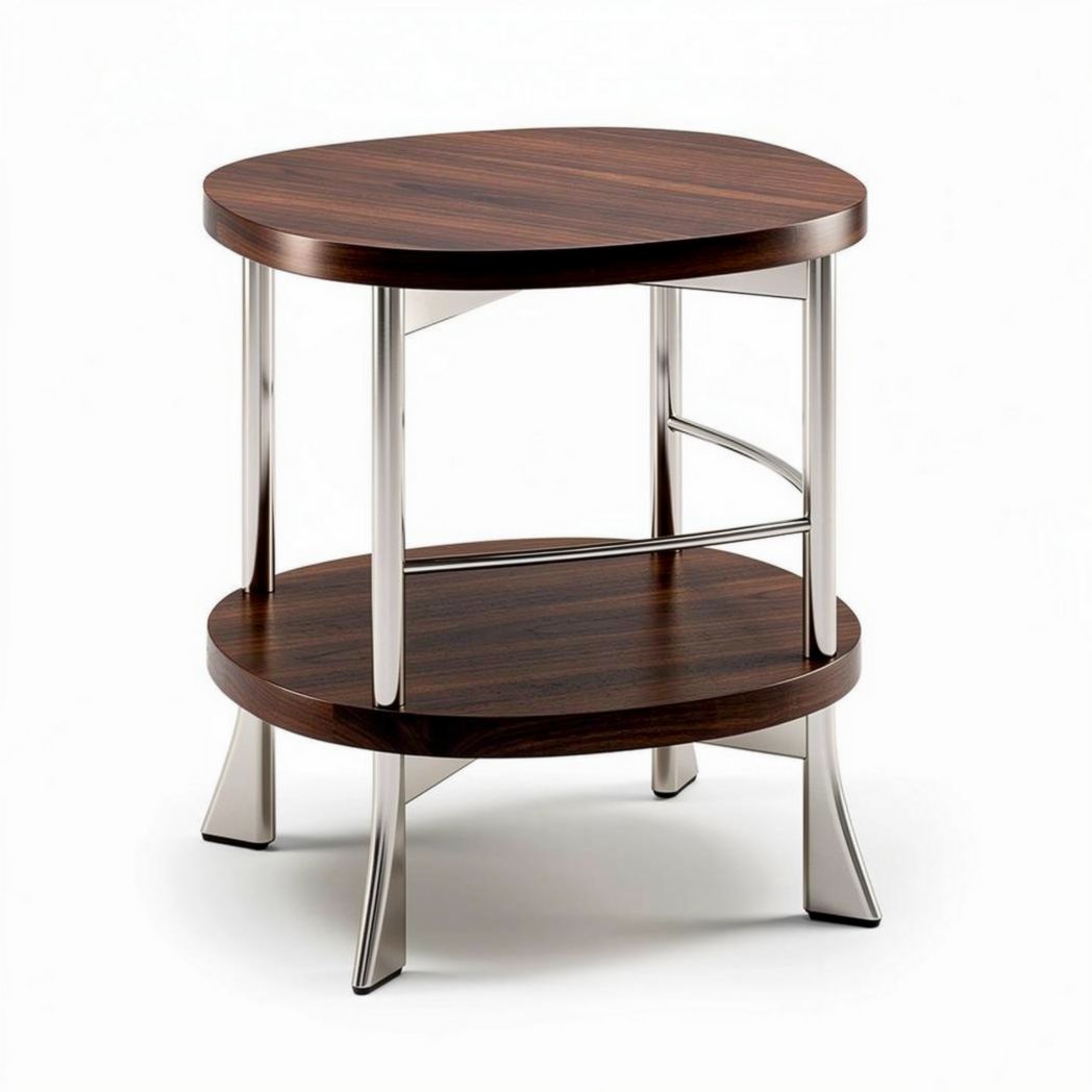 Table d'appoint en bois sombre et métal argenté dimensions 50 x 40 x 60cm
