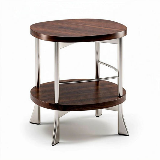 Table d'appoint en bois sombre et métal argenté dimensions 50 x 40 x 60cm